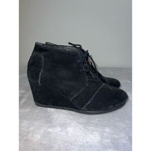 TOMS Black Suede Wedge Bootie Women’s 7